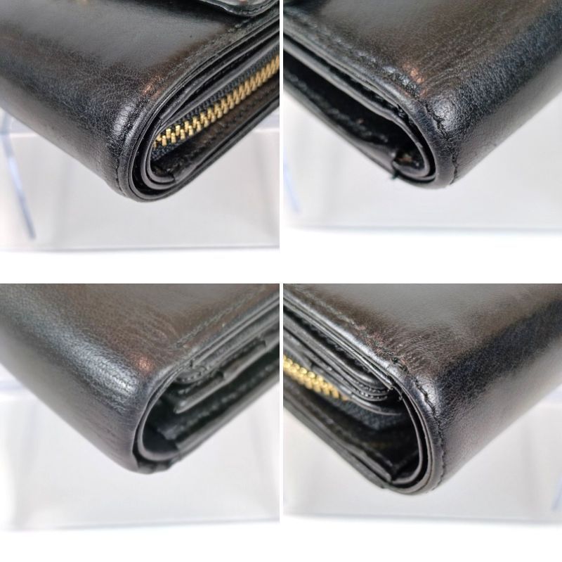 agnes b. アニエスベー 三つ折り財布 本革 レザー ブラック 黒