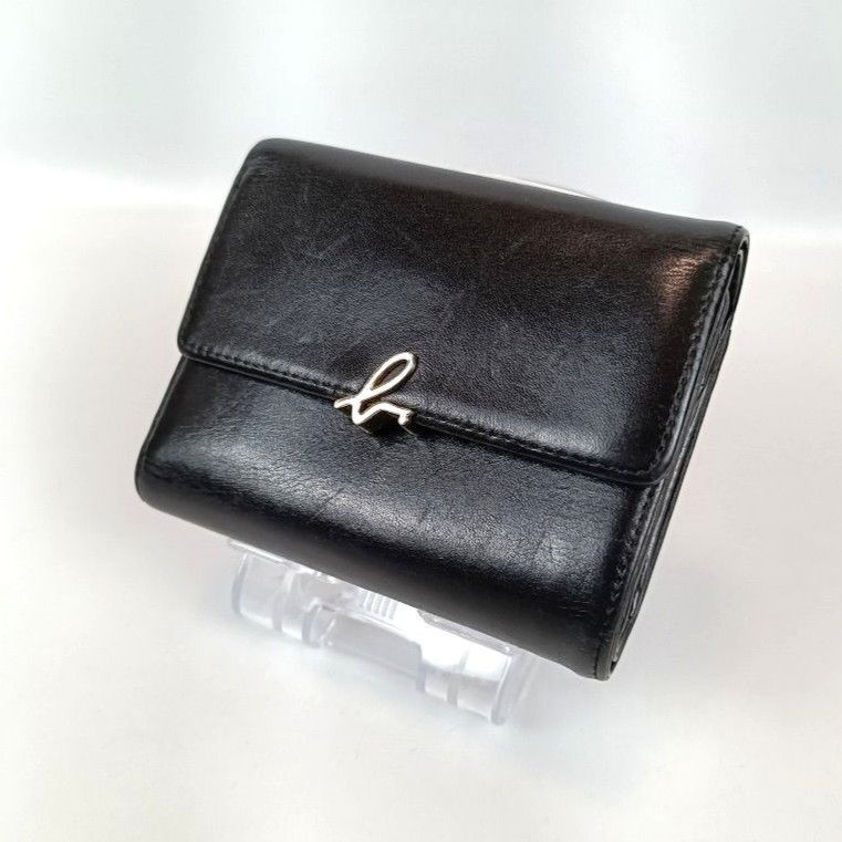 agnes b. アニエスベー 三つ折り財布 本革 レザー ブラック 黒