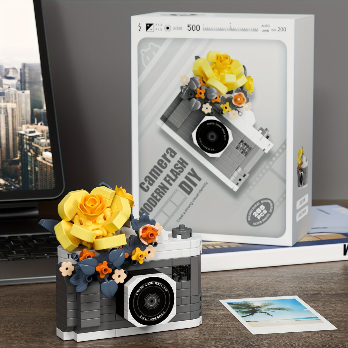 花ブロックベーシックに新デザインが登場｜花ブロック／株式会社クラスプラス Flood Force花柄のカメラビルディングブロックで作られた美しくクリエイティブな DIY デスクトップ装飾品。親友への贈り物に