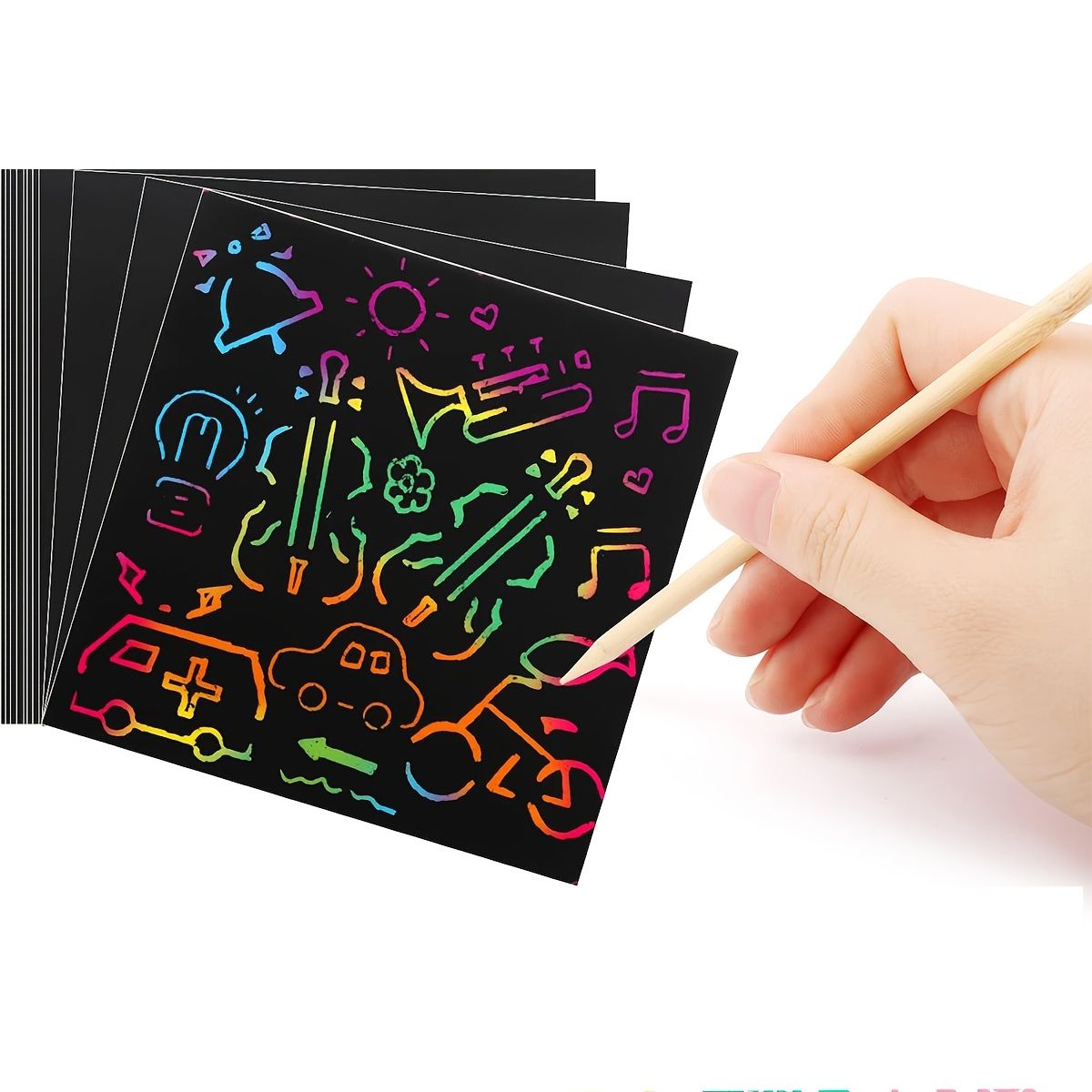 たっぷり50枚】虹色スクラッチアートペーパー 50枚セット DIY 絵画