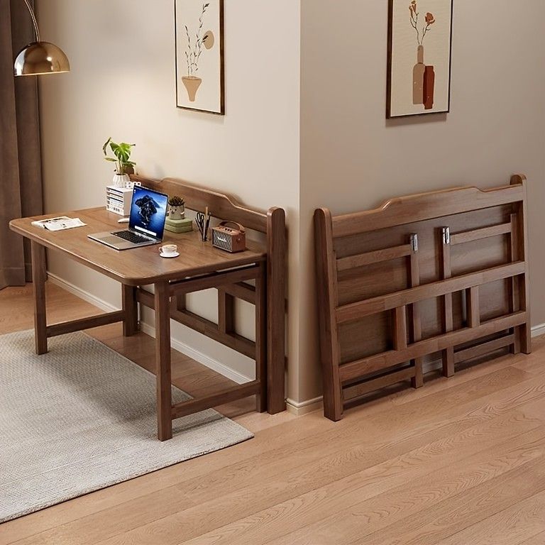 折りたたみ式】【天然木】省スペース木製デスク 学習机 勉強机