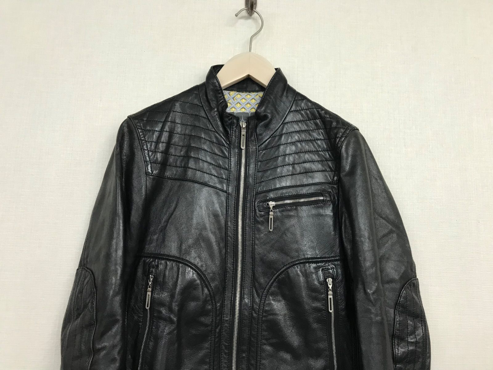 本物ジュンメンJUNMENジェイラインJLINE本革ラムレザーライダース