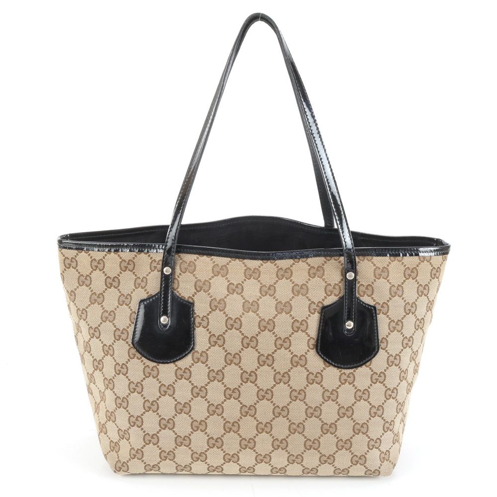 美品 グッチ GG キャンバス 211976 レザー トート バッグ 肩掛け