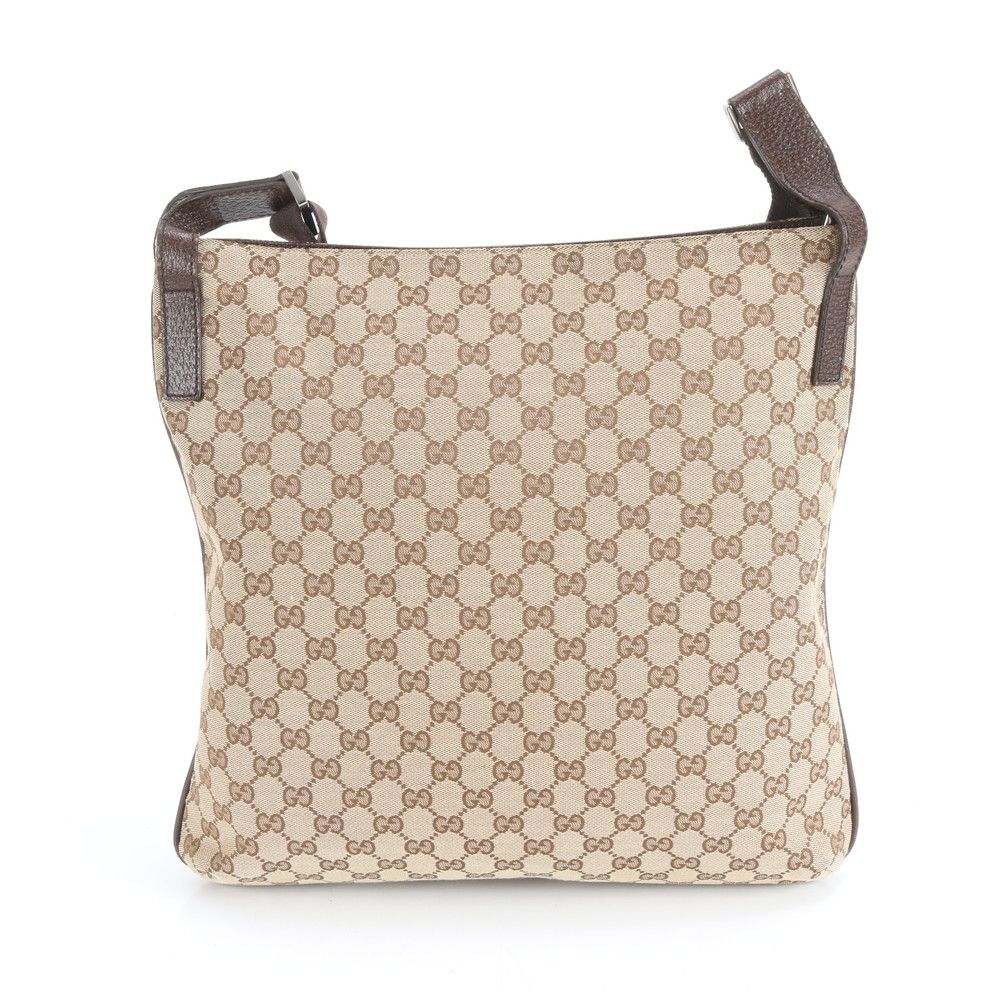 美品 グッチ GG キャンバス 122791 レザー ショルダーバッグ 斜め掛け