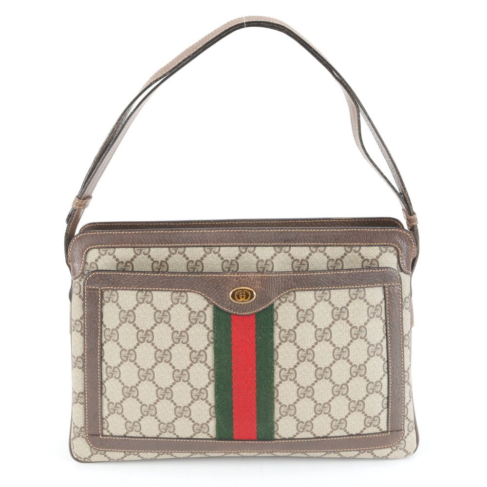 ヴィンテージ オールド グッチ GG スプリーム シェリー ライン レザー