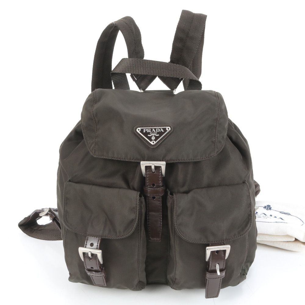 美品 プラダ テスート ナイロン 三角ロゴ レザー リュックサック