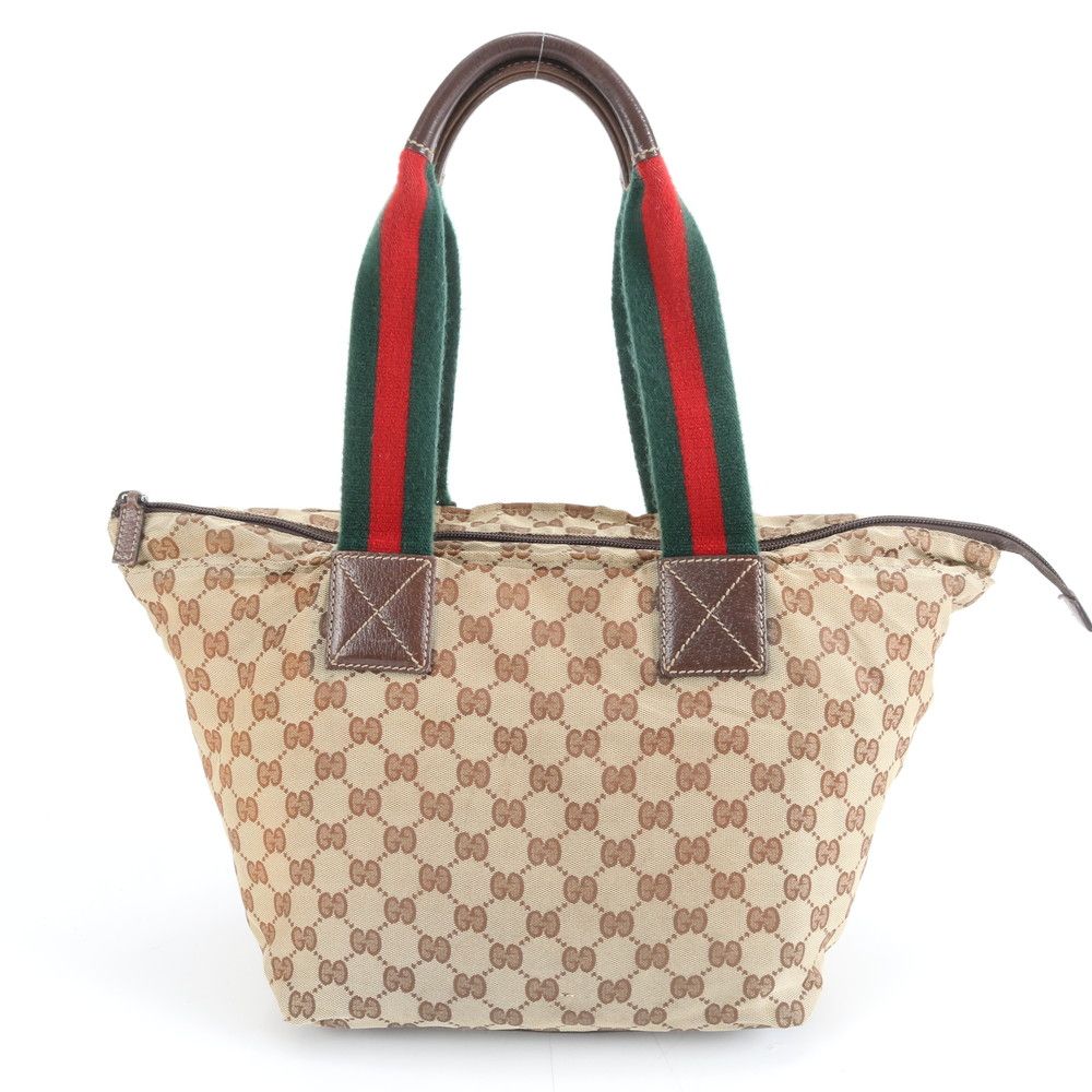 グッチ GG キャンバス シェリー ライン 131230 レザー トート バッグ