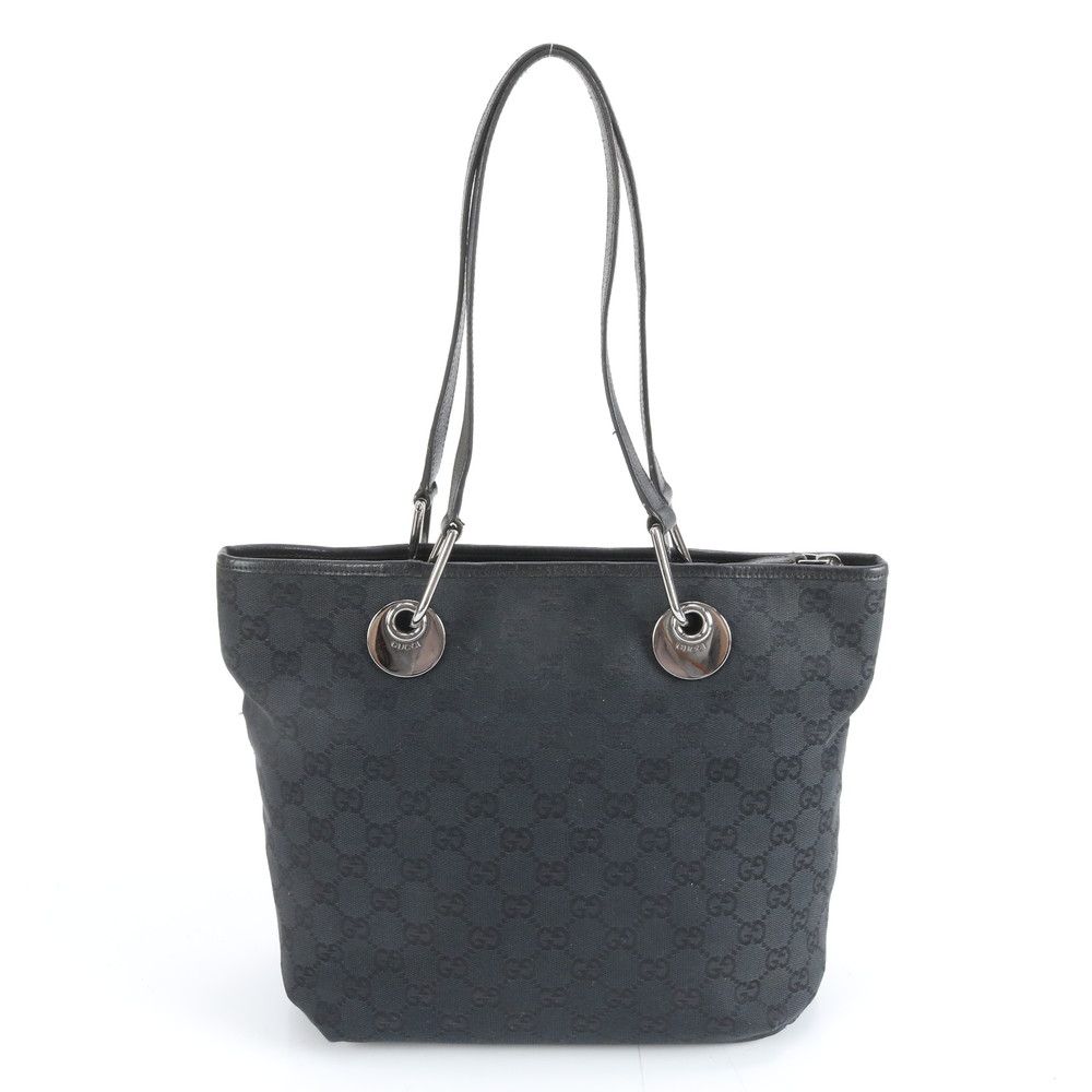 Gucci トートバッグ 美品 グッチ GG キャンバス 139552 エクリプス レザー トート バッグ