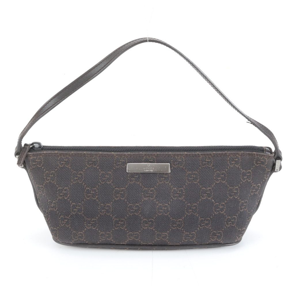 美品 グッチ GG キャンバス アクセサリーポーチ 07198 レザー