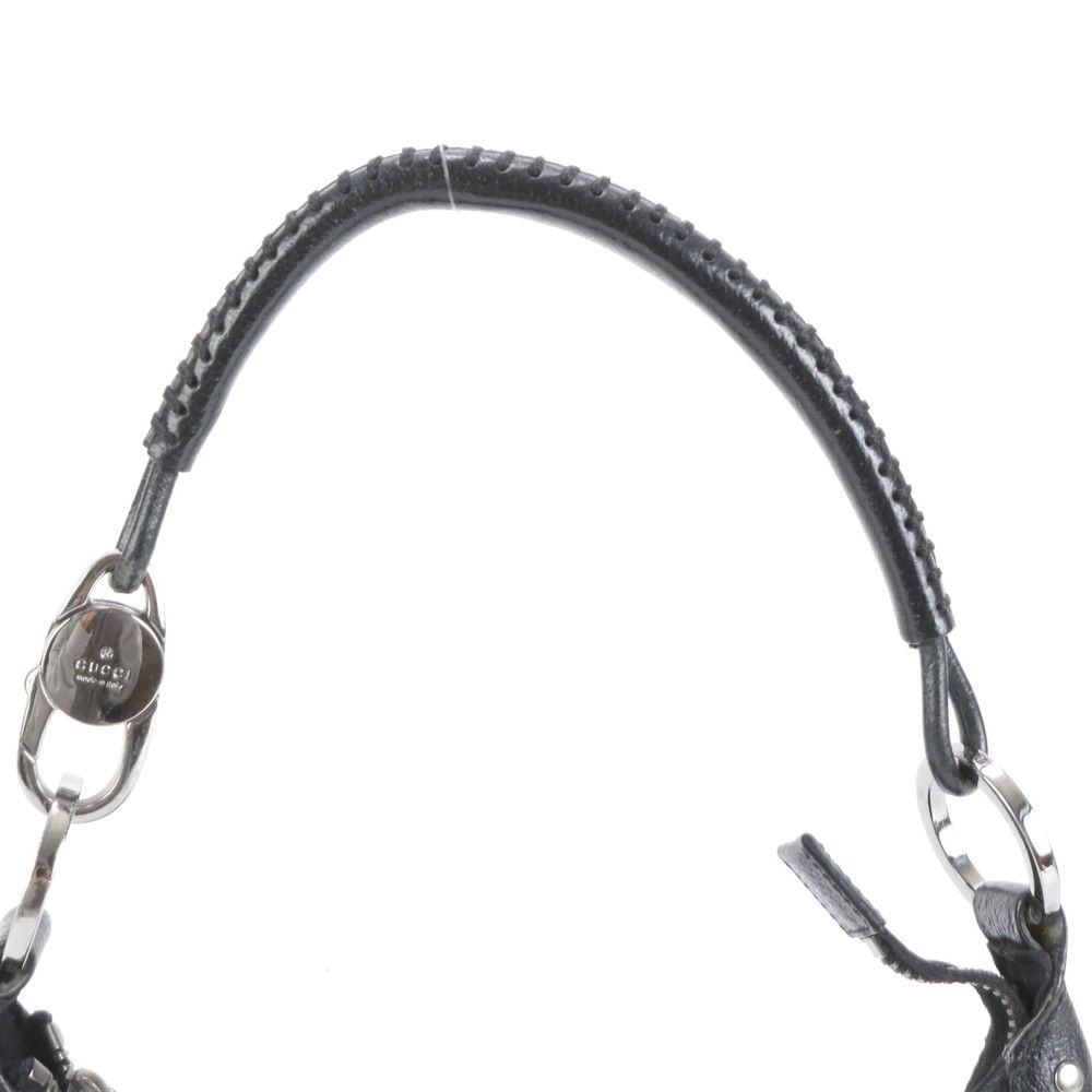 美品 グッチ GG キャンバス バンブー 115002 レザー ショルダーバッグ