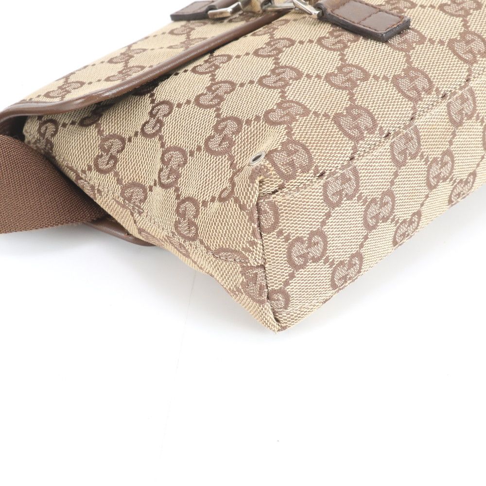 美品 グッチ GGキャンバス 92543 レザー×キャンバス 2WAY ボディバッグ