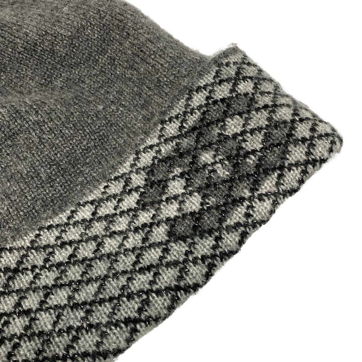 CHANEL(シャネル) ニット帽 グレー×ライトグレー×黒 ココマーク