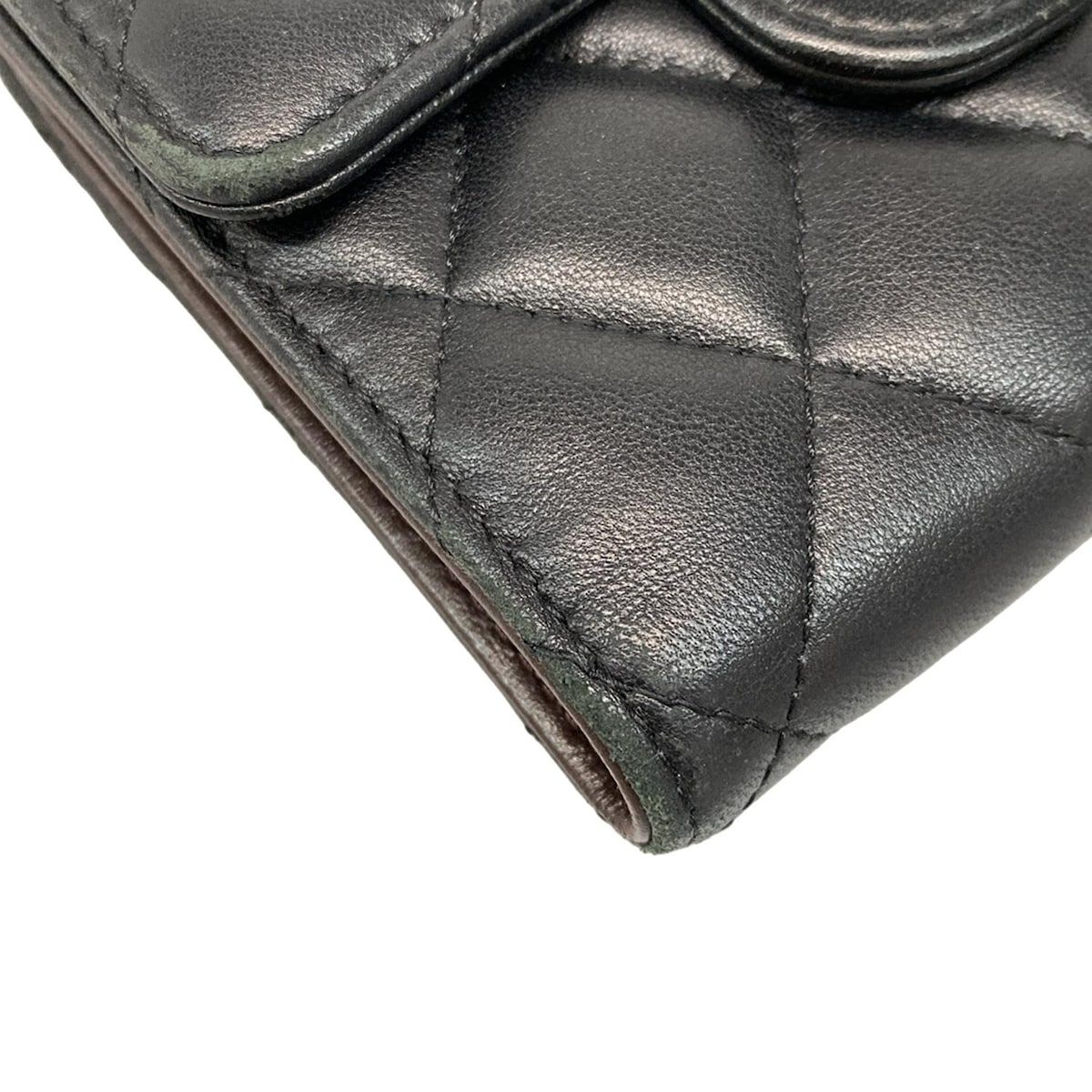 シャネル　CHANEL 三つ折り財布　ココマーク　ブラック　ゴールド金具 CHANEL(シャネル) 3つ折り財布 マトラッセ 黒 ココマーク/ゴールド金具