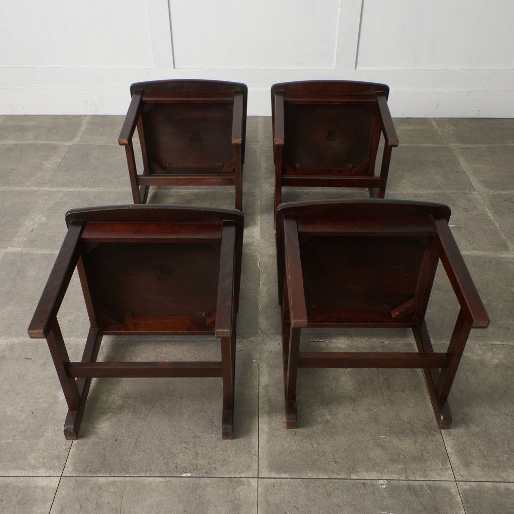 4脚セット 北海道民芸家具 ラダーバックチェア HM620 樺 無垢材