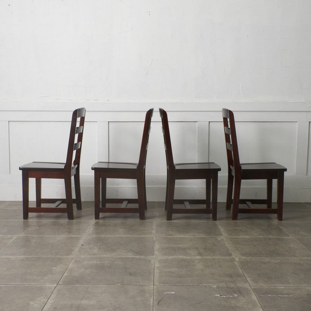 4脚セット 北海道民芸家具 ラダーバックチェア HM620 樺 無垢材