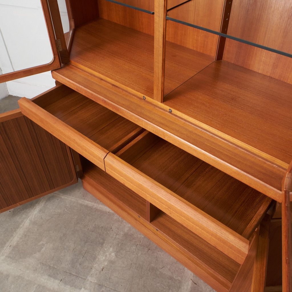 日田工芸 チーク maxim ガラス キャビネット 飾り棚 HITAKOUGEI