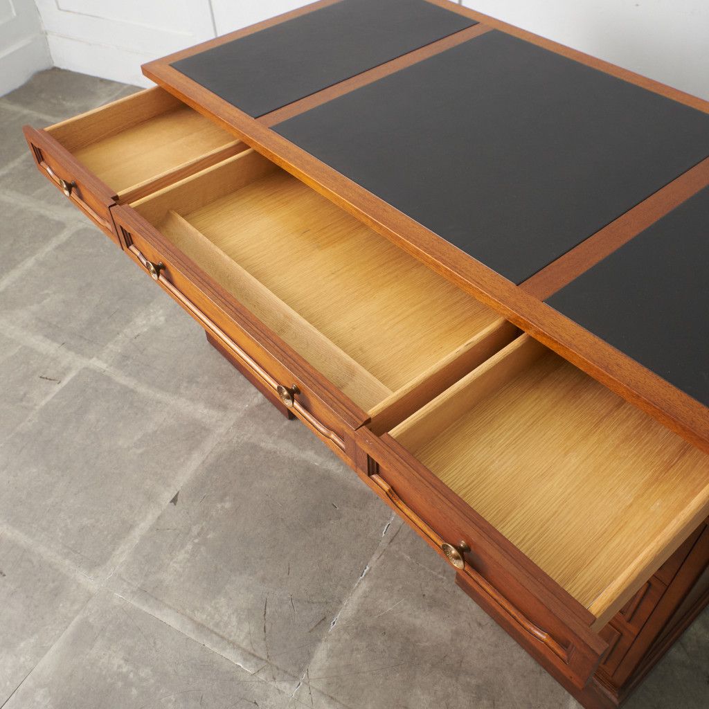 定価83万 DREXEL HERITAGE トライユン 両袖 デスク 天板革張り 書斎机