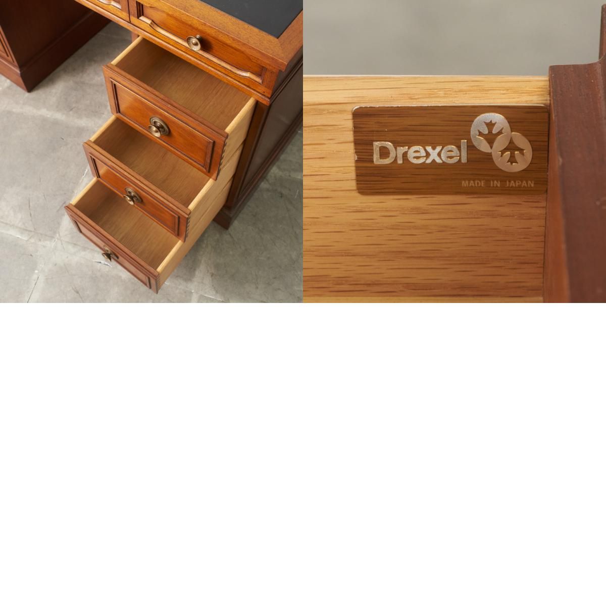定価83万 DREXEL HERITAGE トライユン 両袖 デスク 天板革張り 書斎机