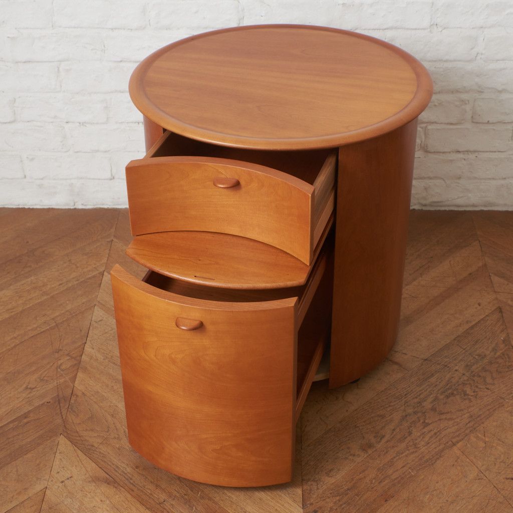 イタリア Poliform サイドチェスト キャビネット 木製 ラウンド サイド