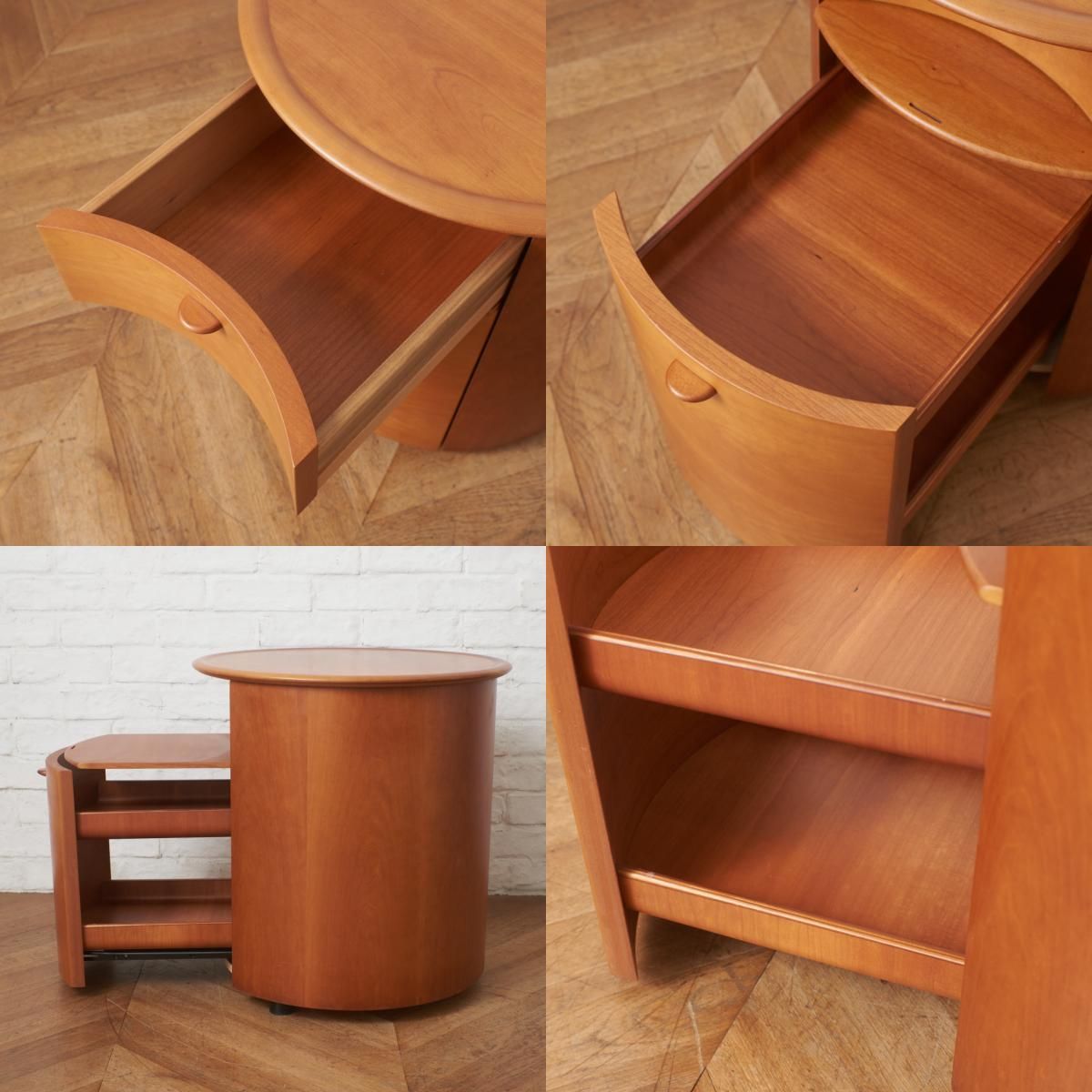 イタリア Poliform サイドチェスト キャビネット 木製 ラウンド サイド