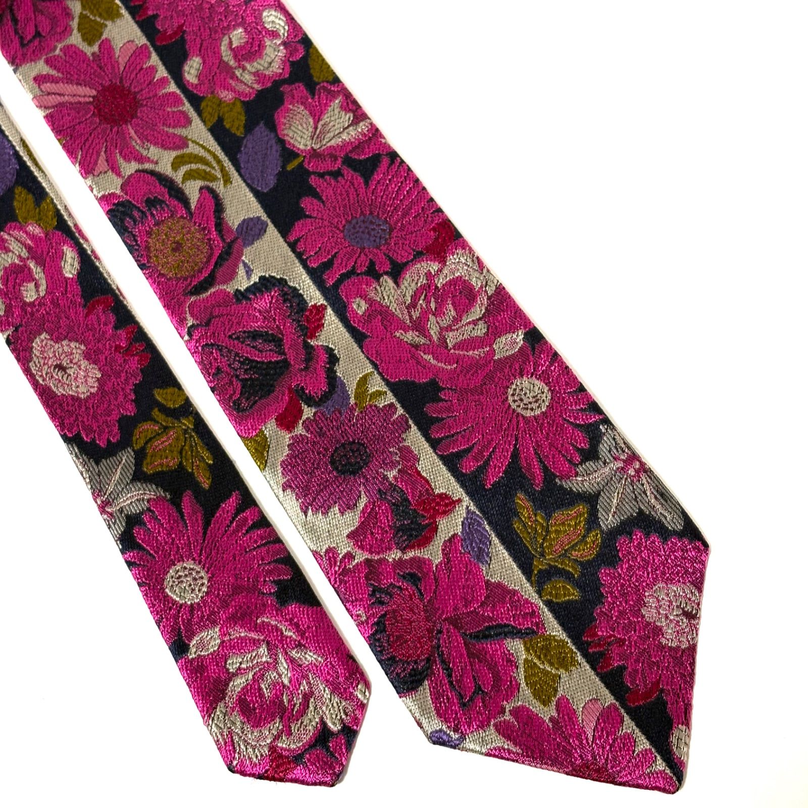 ジャンニ ヴェルサーチ ネクタイ 光沢 シルバグレー×ネイビー×ピンク