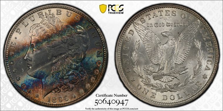 1896年 P PCGS UNC 詳細 - TD シルバー モルガン ダラー 1ドル コイン