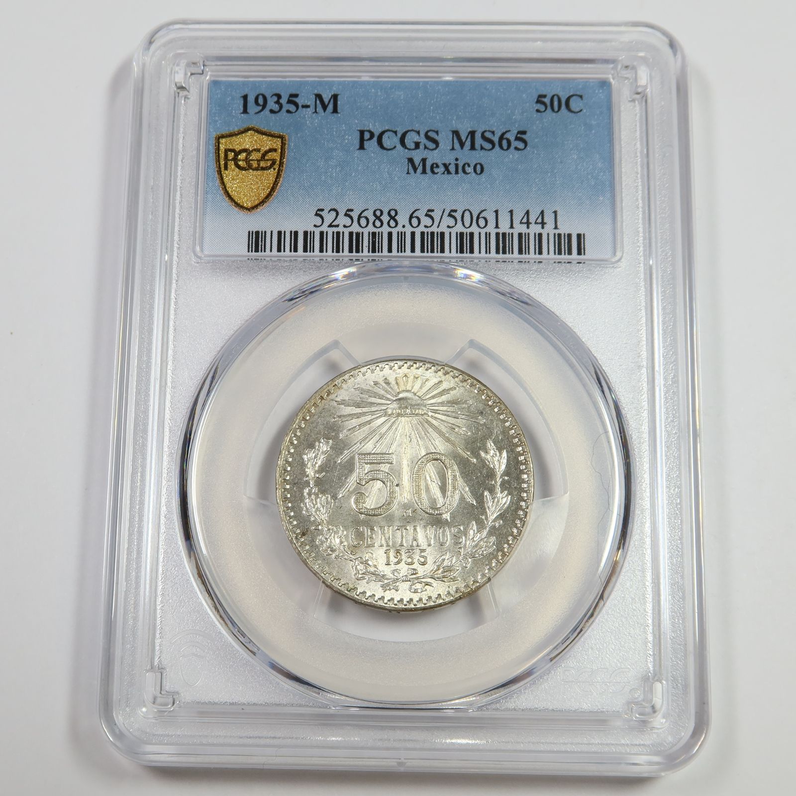 1935年 M PCGS MS65 - メキシコ 50センタボ銀貨 - メルカリ