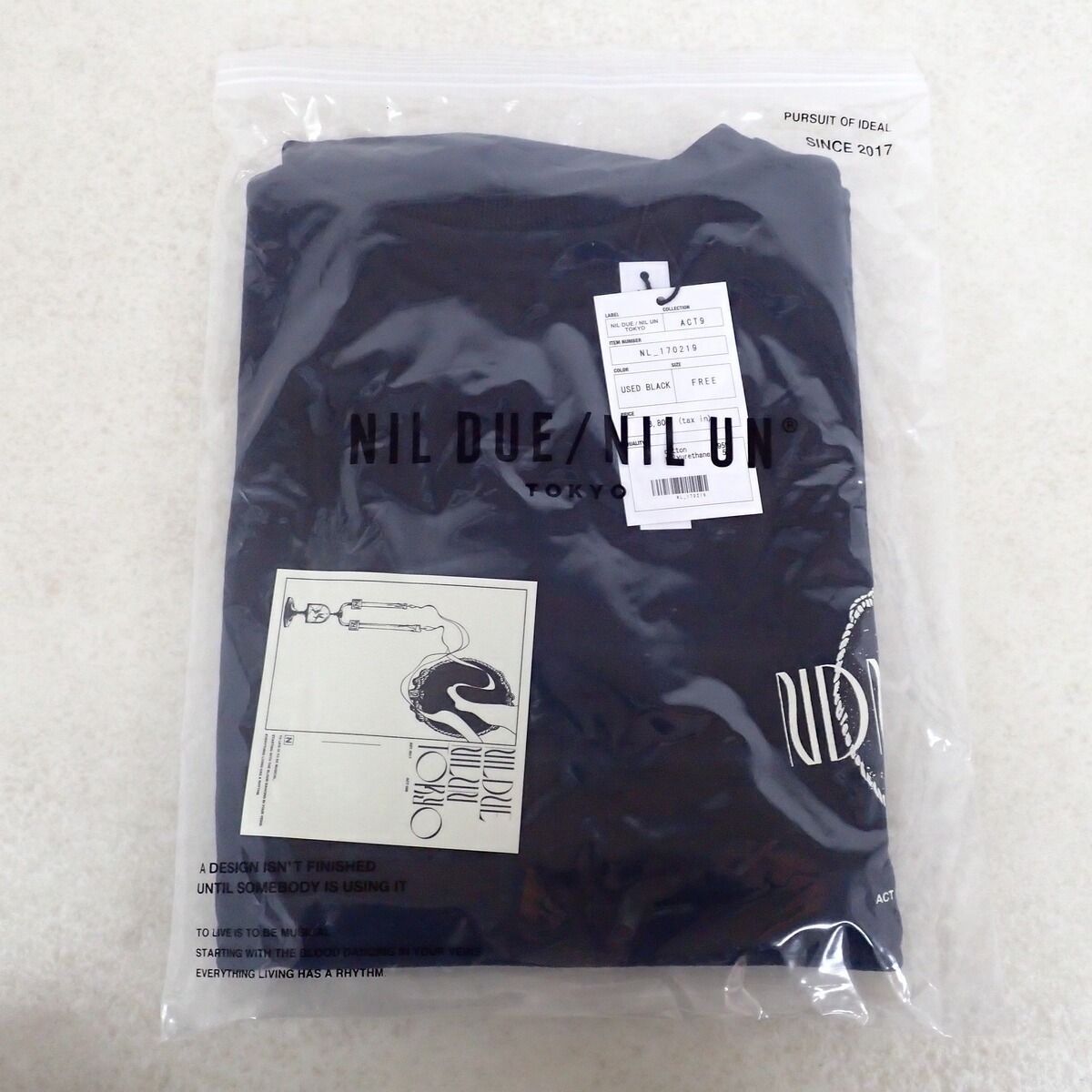 NIL DUE/NIL UN TOKYO ACT9 Tシャツ FREEサイズ 黒 紙タグ付き【IO