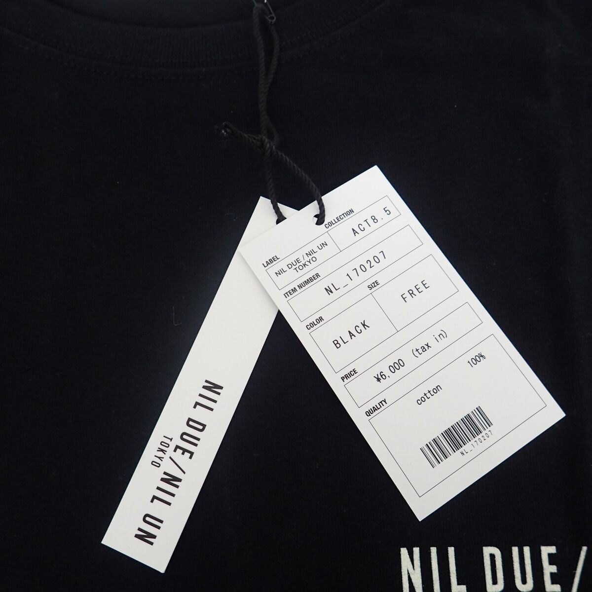 NIL DUE/NIL UN TOKYO ACT8.5 Tシャツ 黒 FREEサイズ 紙タグ付き【IO 