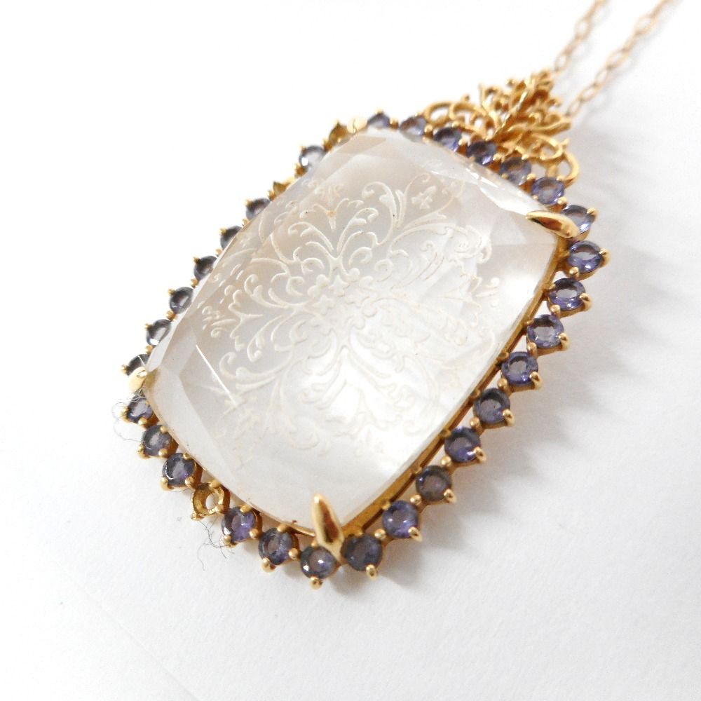 ID347213 アガット クラシック ペンダントネックレス K10 クオーツ 約