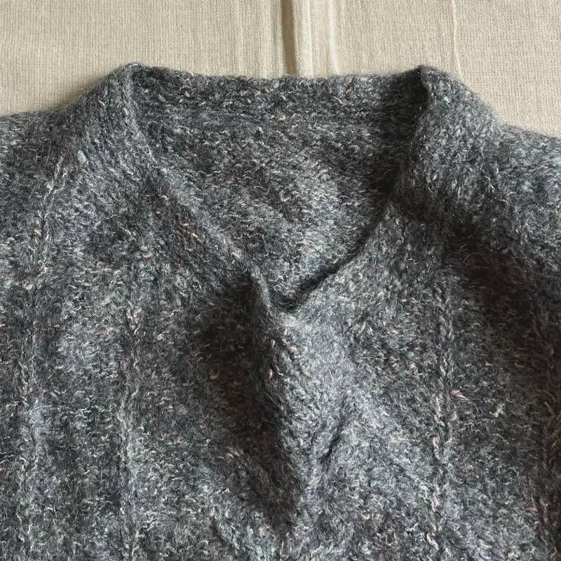 90s euro vintage ヴィンテージ ユーロ古着 多色編み グレー×薄ピンク