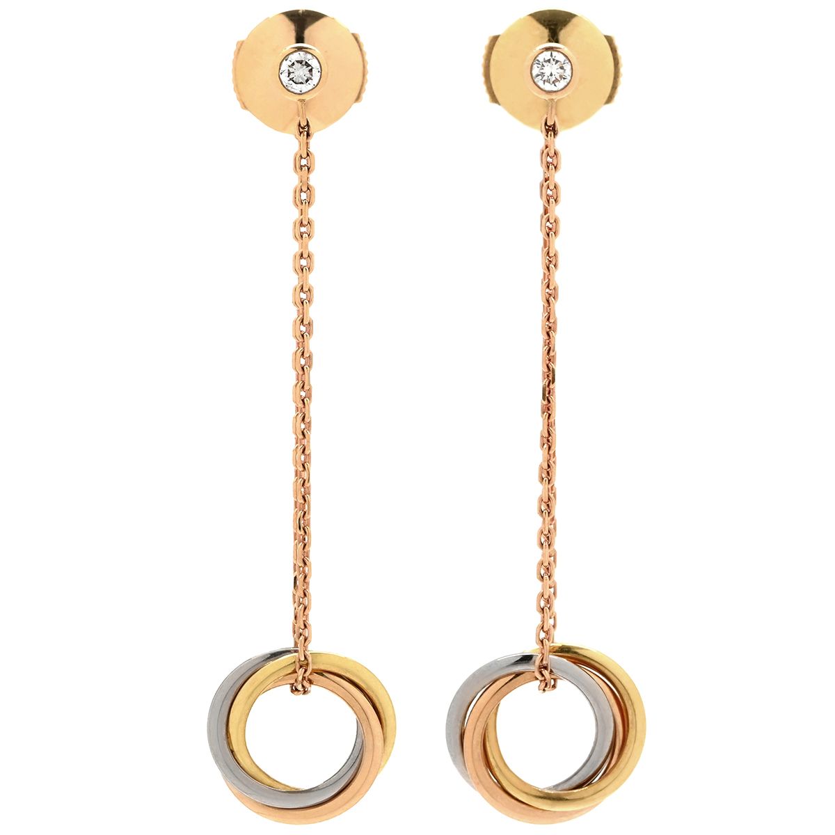 カルティエ Cartier ピアス トリニティ 1Pダイヤ ホワイトゴールド 