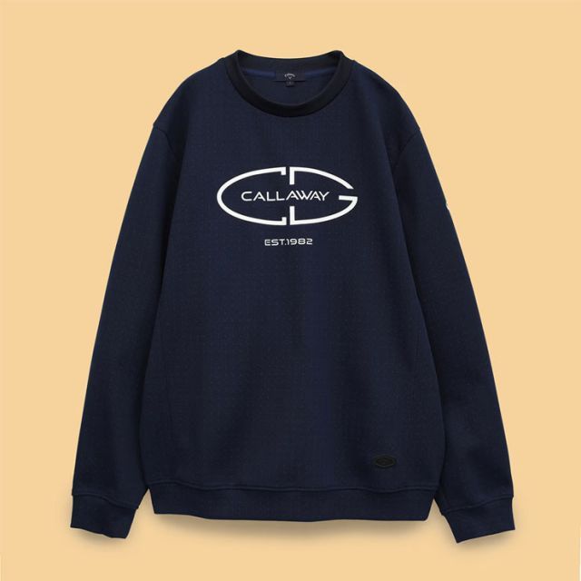 種類7：ネイビー(1120)/3L キャロウェイ ドットプリント クルーネック