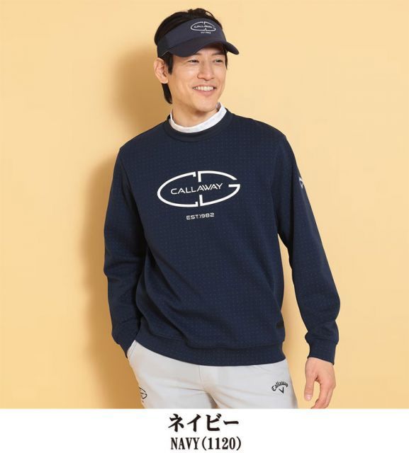 種類7：ネイビー(1120)/3L キャロウェイ ドットプリント クルーネック