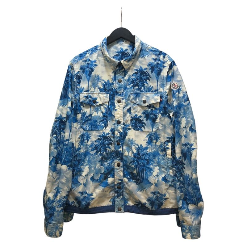 モンクレール MONCLER TRIONPHE ボタニカル柄ブルゾン ブルー ナイロン