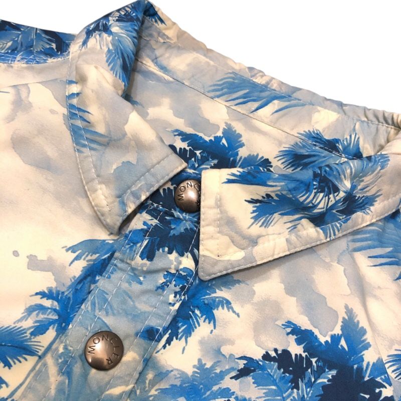 モンクレール MONCLER TRIONPHE ボタニカル柄ブルゾン ブルー ナイロン