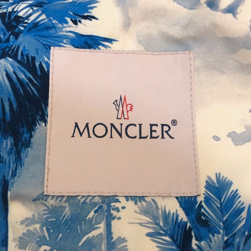 モンクレール MONCLER TRIONPHE ボタニカル柄ブルゾン ブルー ナイロン