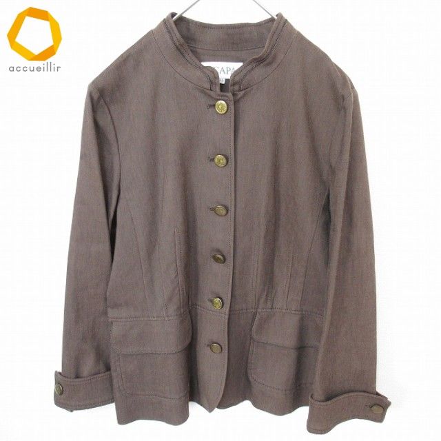 スキャパ SCAPA ジャケット ロゴボタン シルク リネン混 レディース