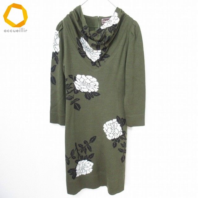 サイトウトヨコ 斉藤都世子 ニットワンピース ロング 花 レディース