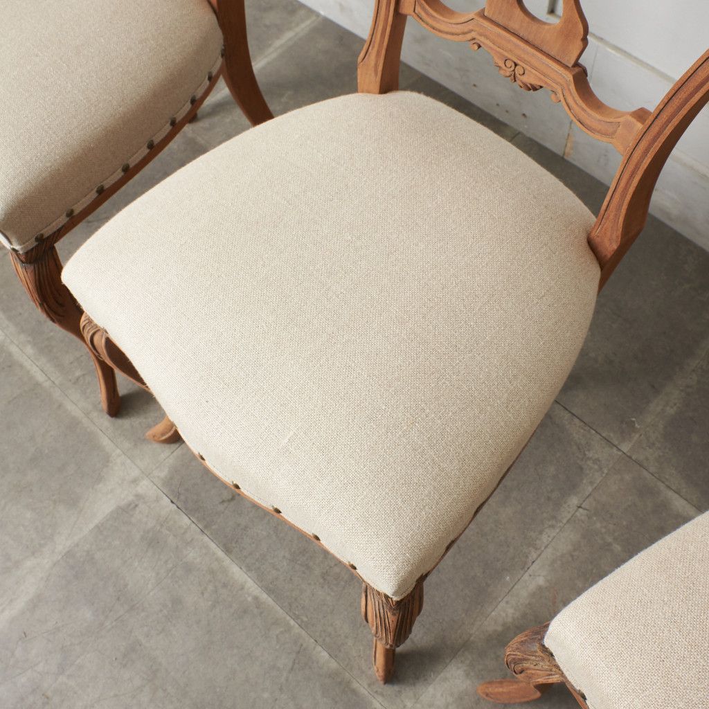 張替済 4脚セット 英国 アンティーク ダイニングチェア ストリップド