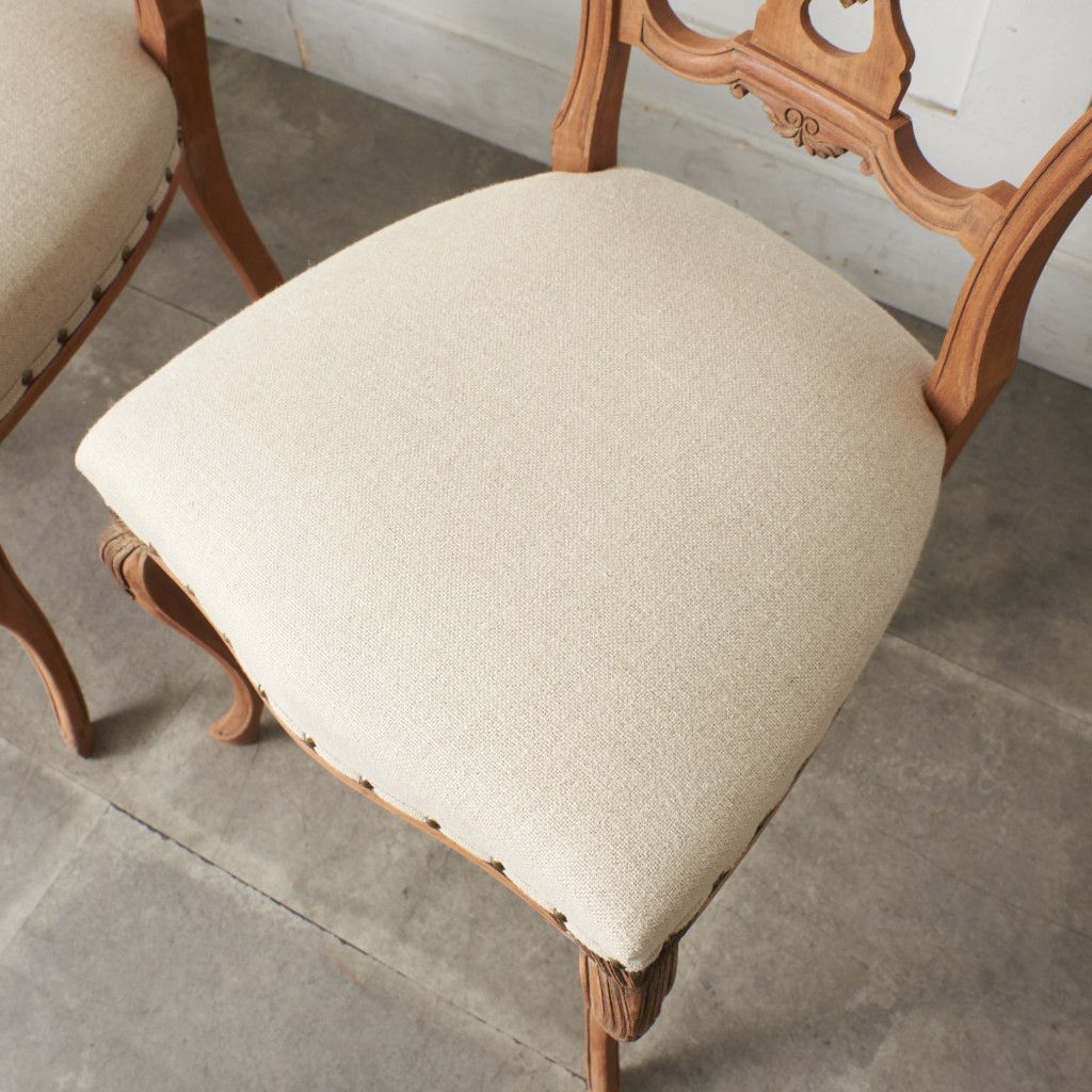 張替済 4脚セット 英国 アンティーク ダイニングチェア ストリップド