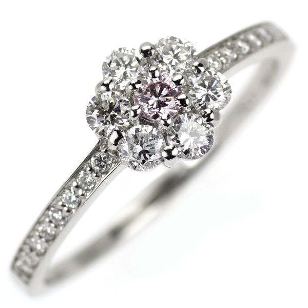 新品 希少 Pt900 天然ピンク ダイヤモンド リング 0.055ct FLP VS2 D0