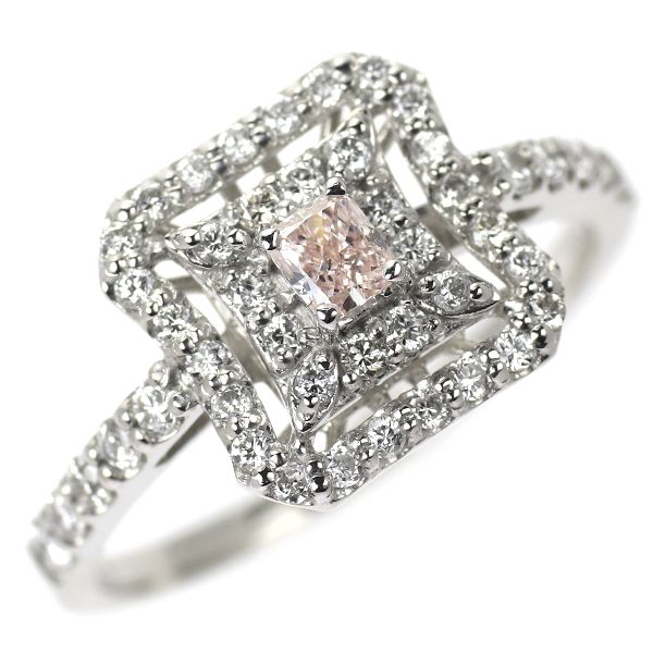 新品 希少 Pt900 ラディアントカット 天然ピンク ダイヤモンド リング