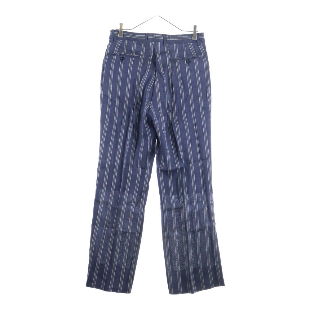 HERMES (エルメス) リネン ストライプ スラックスパンツ ネイビー