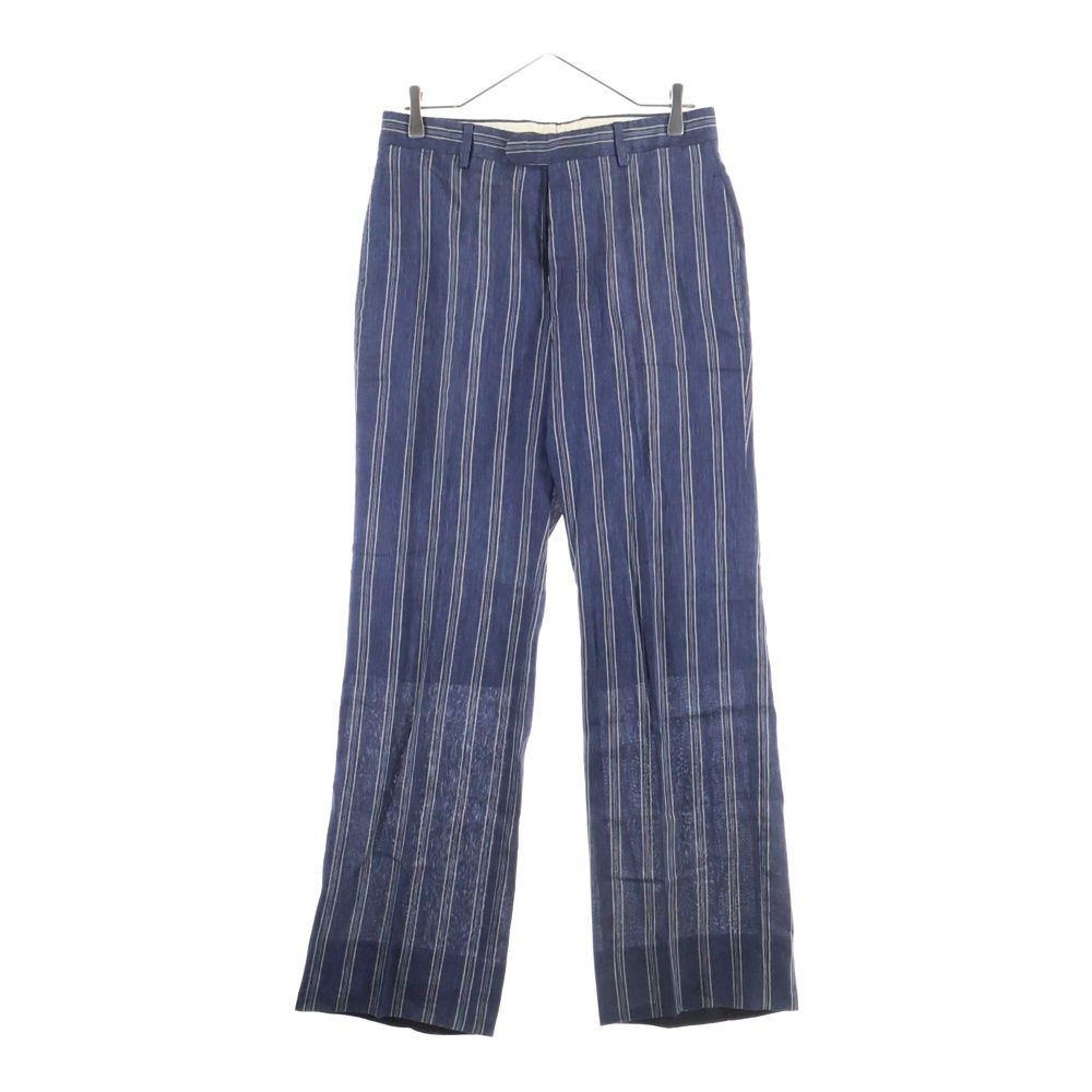 HERMES (エルメス) リネン ストライプ スラックスパンツ ネイビー