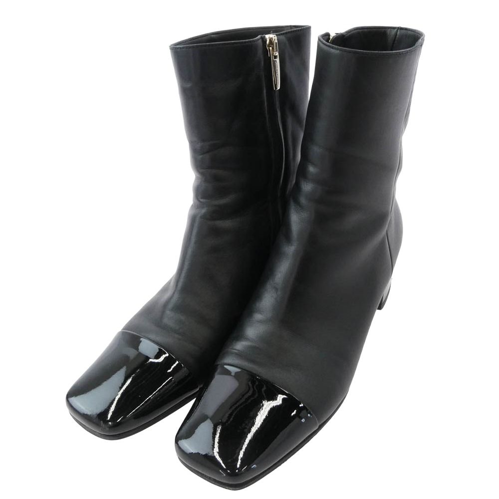 未使用 ジャンヴィトロッシ サイドジップ レザー ブーツ セルジオロッシ ジャンヴィトロッシ Gianvito Rossi スクエアトゥ レザー サイドジップ