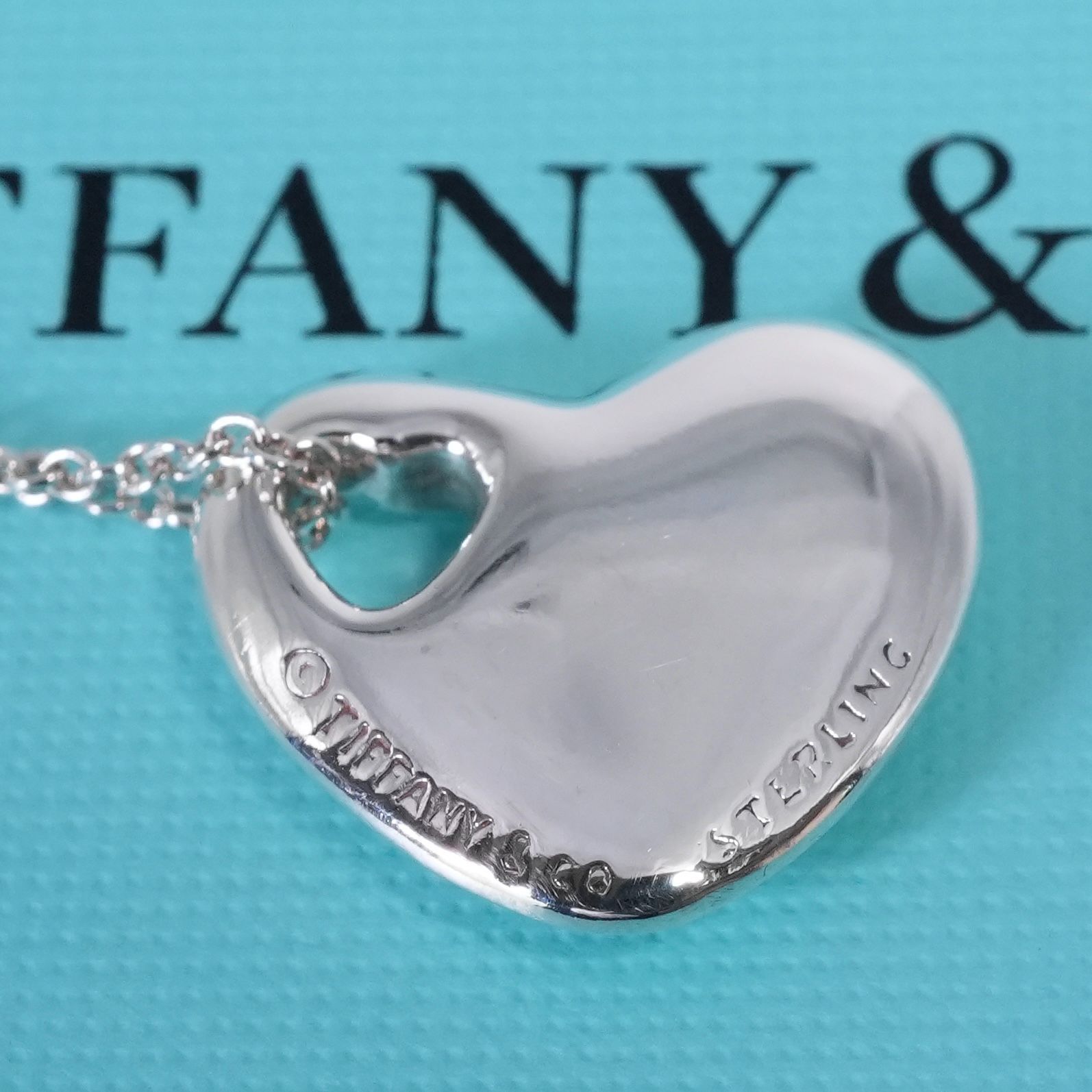極美品ティファニー ハート ステンシル カットアウト ネックレス/25