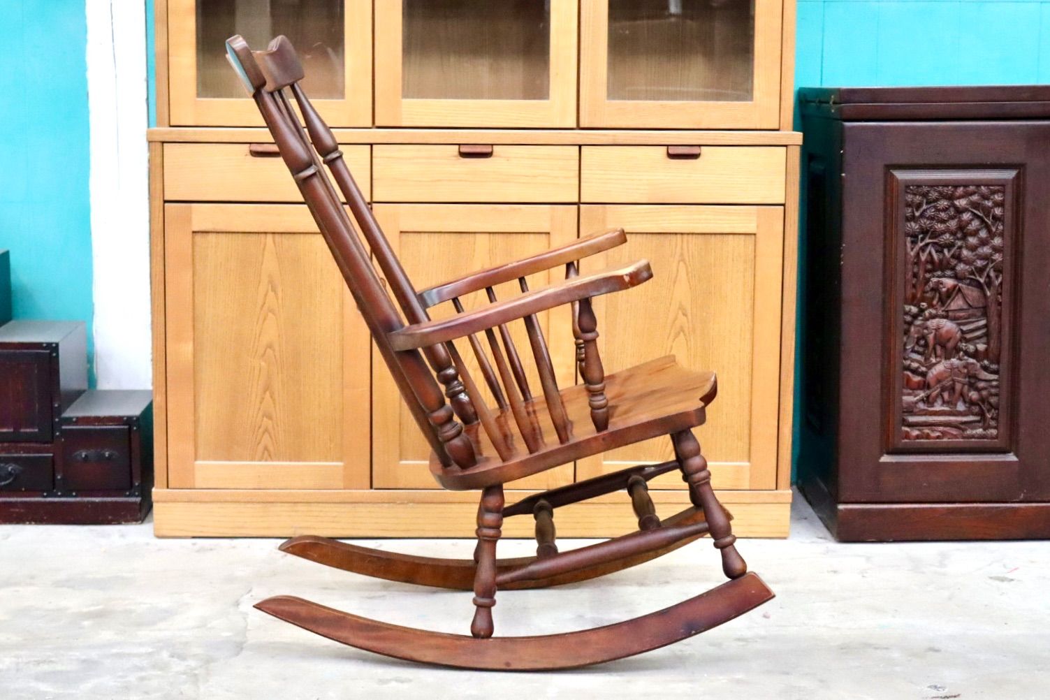 GMIH407○九州民芸家具 ロッキングチェア 揺り椅子 アームチェア 木製