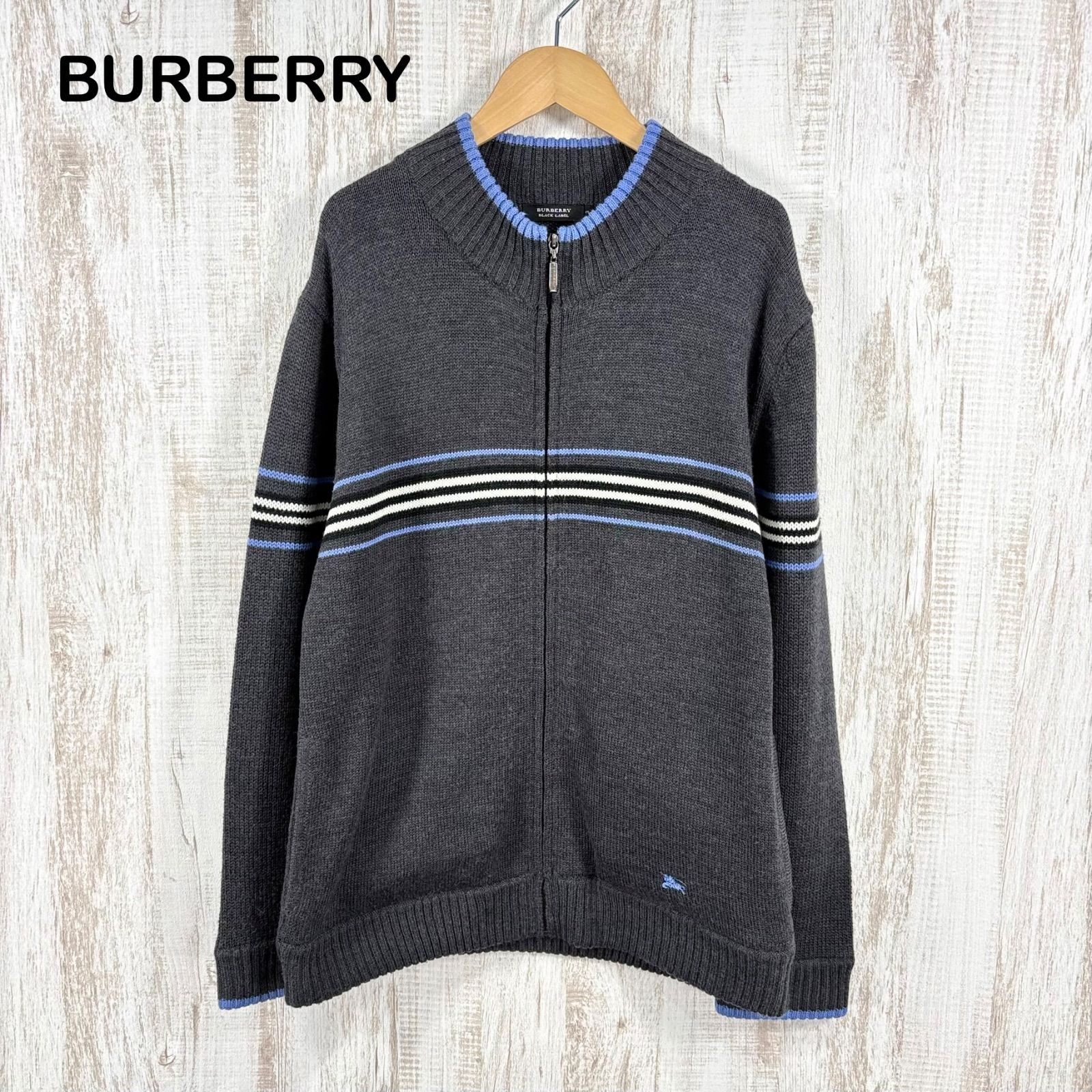 BURBERRY BLACK LABEL カーディガン チャコールグレー 3 BURBERRY BLACK LABEL グレー ニット BLACK LABEL BURBERRY サイズ2