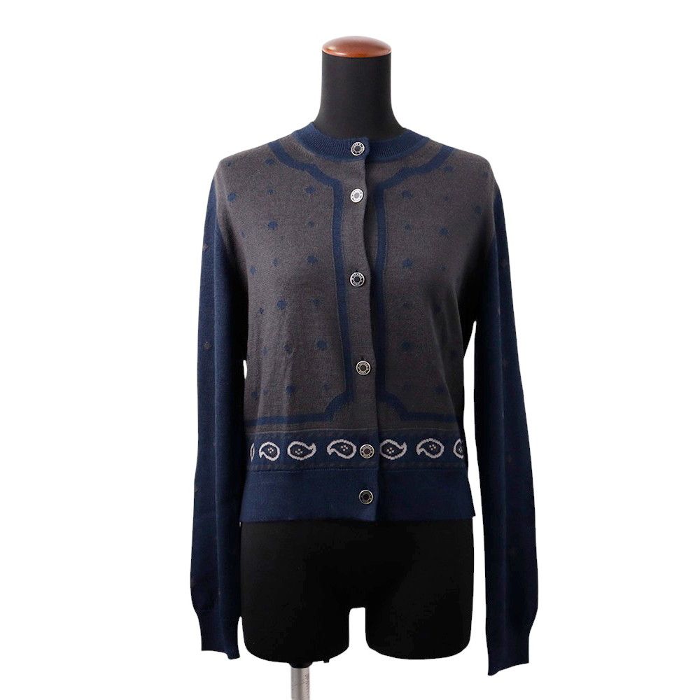 エルメス カーディガン HARNAIS DE COUR カシミヤ シルク レディース